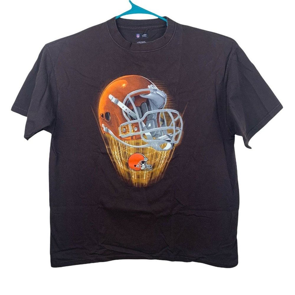 Cleveland Browns NFL Men's Brown Helmet Shirt NFL Team Apparel Size XL